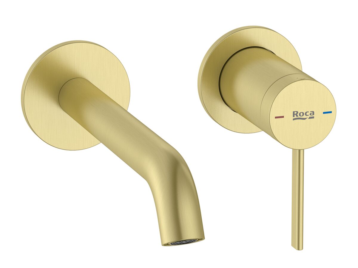 reece Roca Ona Wall Basin/Bath Mixer Tap Set Kit Brushed Brass (6 Star) Lead Free