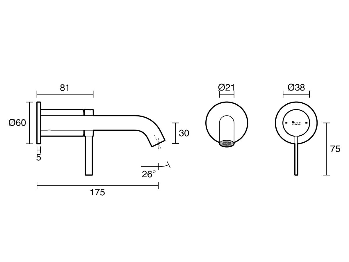 Reece Roca Ona Wall Basin/Bath Mixer Tap Set Trimset Matte White (6 Star) Lead Free