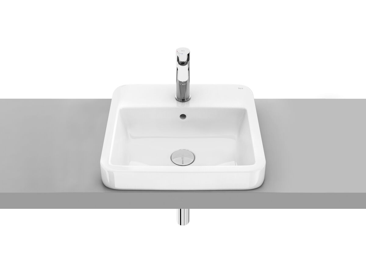reece Roca The Gap Semi Inset Basin 450mm x 410mm 1 Taphole White