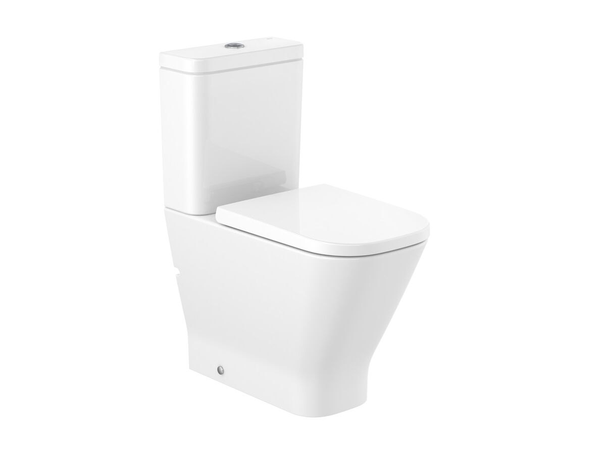 reece Roca The Gap Square Close Coupled Back to Wall Rimless Overheight Bottom Inlet Toilet Suite with Soft Close Quick Release Toilet Seat White (4 Star)