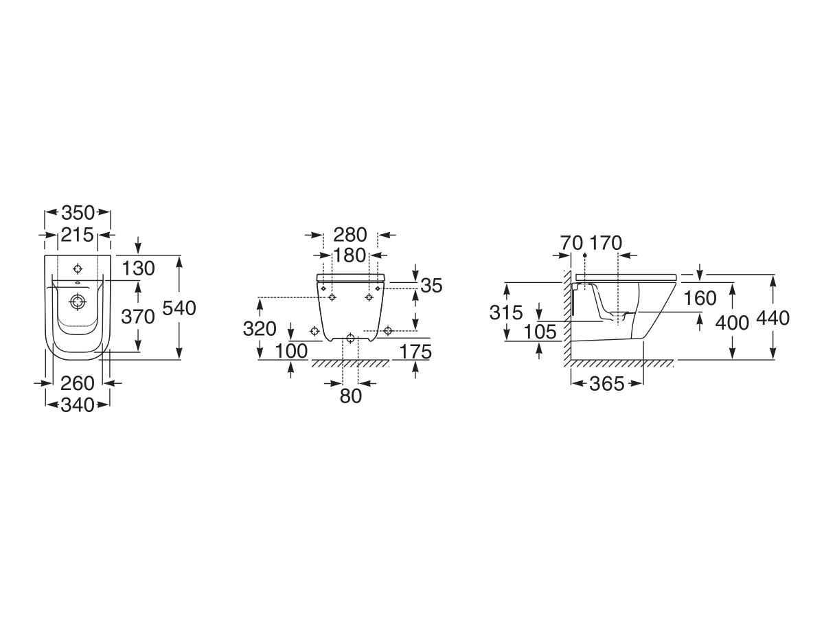Reece Roca The Gap Wall Hung Bidet & Cover 1 Taphole White