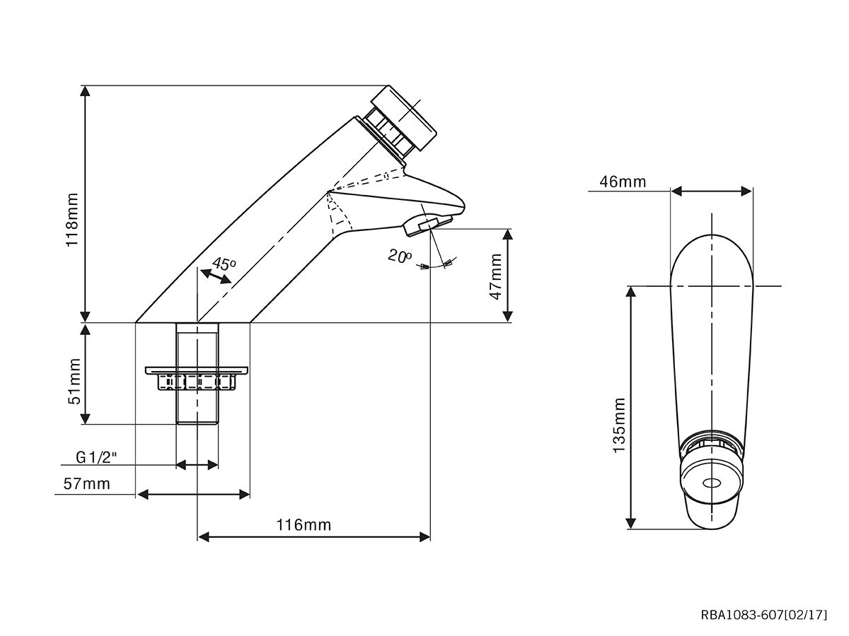 Reece Self Closing Basin Tap Single Temperature Satin Stainless Steel (6 Star)