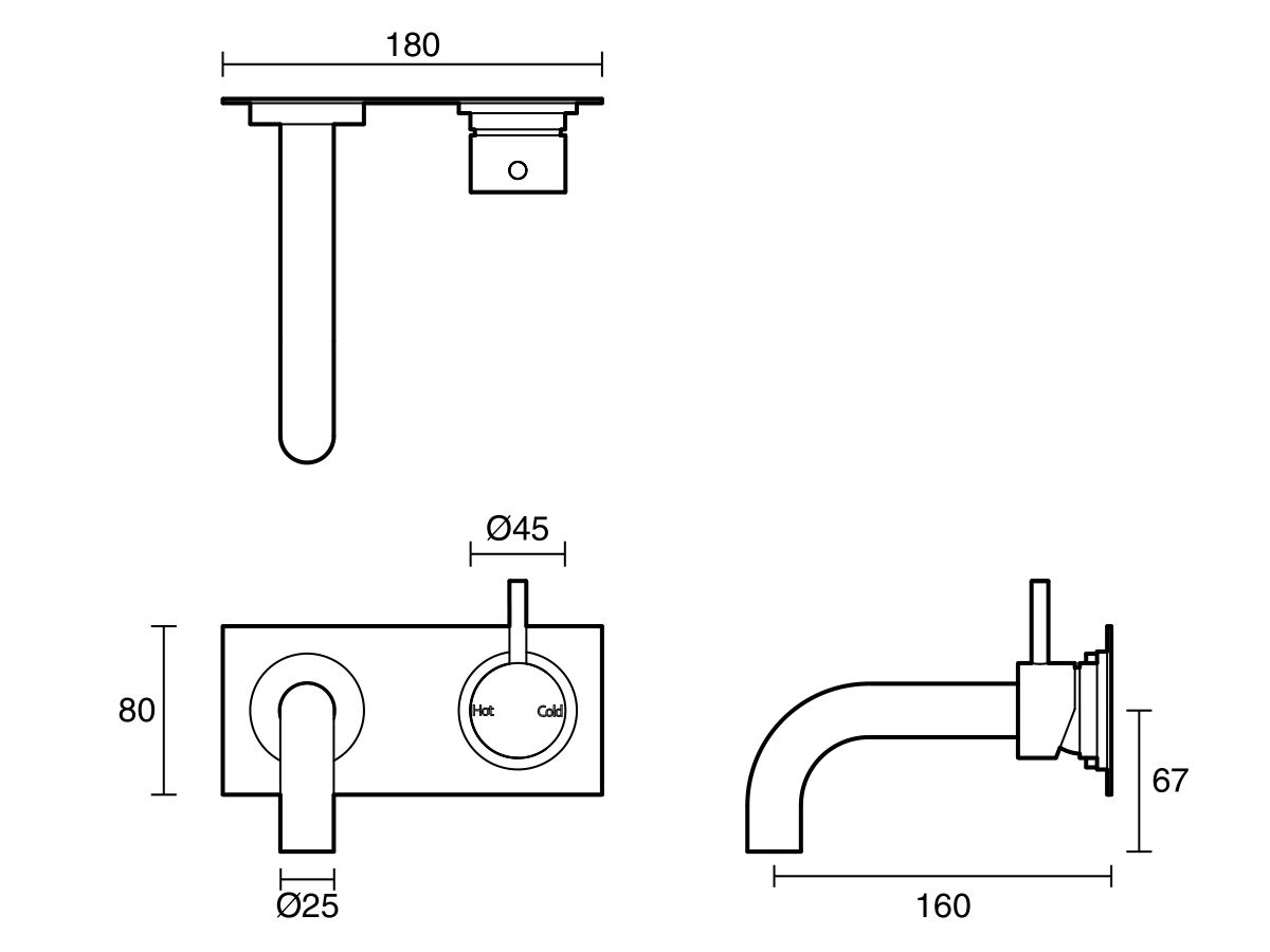 Reece Sussex Scala 25mm Curved Bath Mixer Tap Outlet System Right Hand 160mm Outlet Chrome