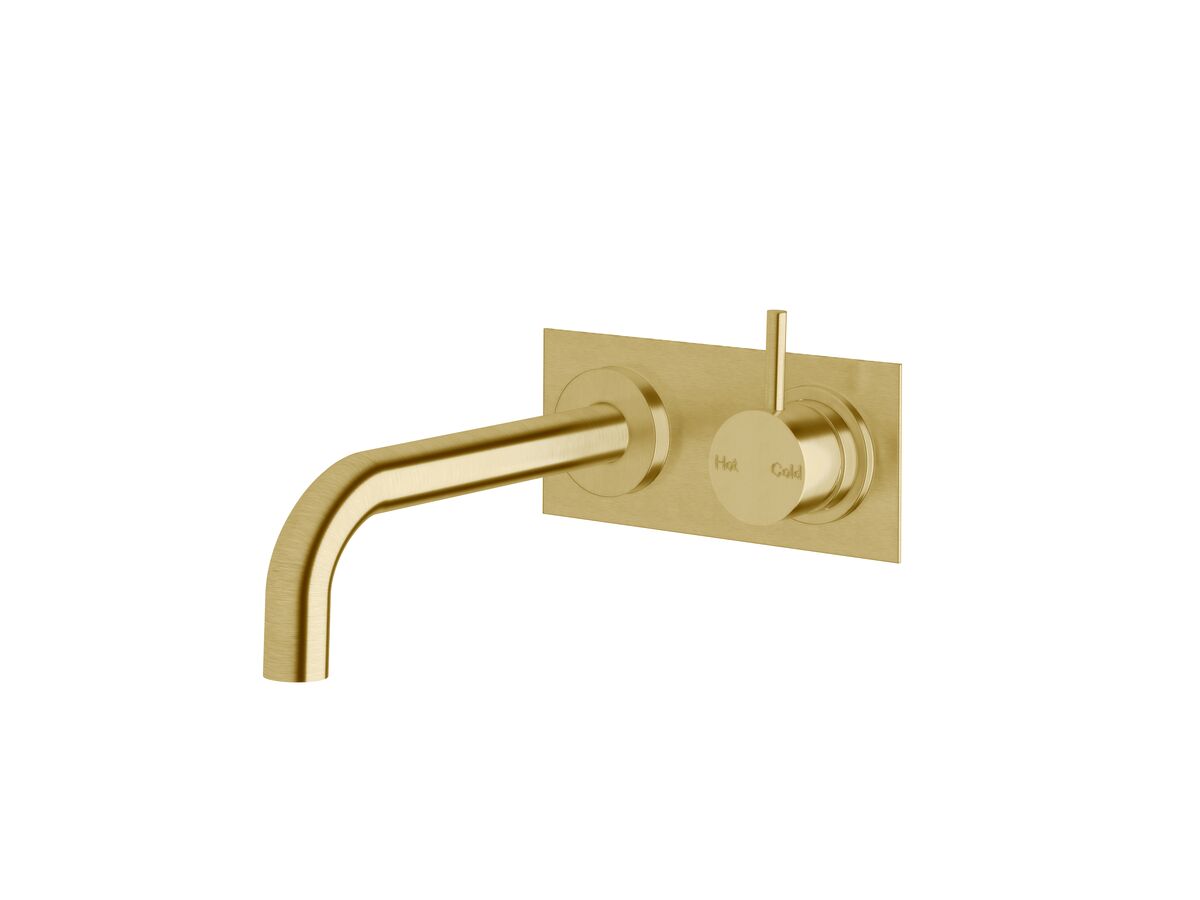 reece Sussex Scala 25mm Curved Wall Basin Mixer Tap System Right Hand 200mm Outlet LUX PVD Brushed Pure Gold (6 Star)