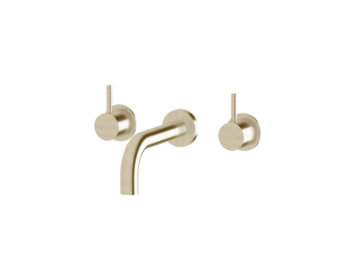 reece Sussex Scala 25mm Wall Basin Set Curved 160mm LUX PVD Brushed Platinum Gold (3 Star)