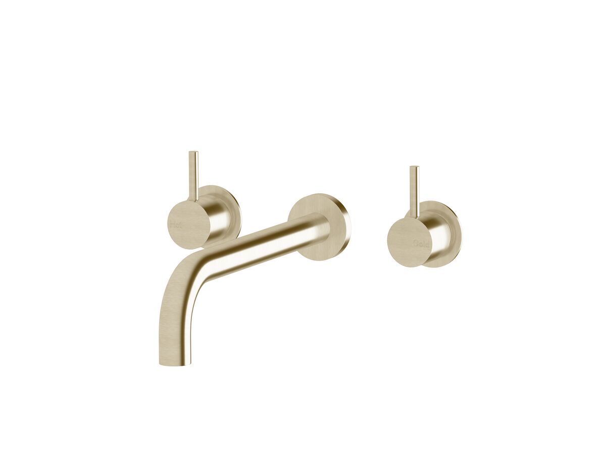 reece Sussex Scala 25mm Wall Basin Set Curved 250mm LUX PVD Brushed Platinum Gold (3 Star)