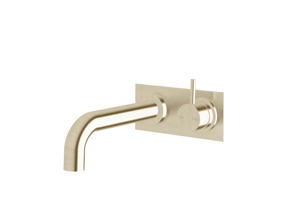 reece Sussex Scala 32mm Curved Wall Basin Mixer Tap System Right Hand Mixer Tap 200mm Outlet LUX PVD Brushed Platinum Gold (6 Star)