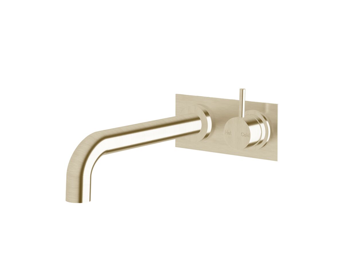 reece Sussex Scala 32mm Curved Wall Basin Mixer Tap System Right Hand Mixer Tap 250mm Outlet LUX PVD Brushed Platinum Gold (6 Star)