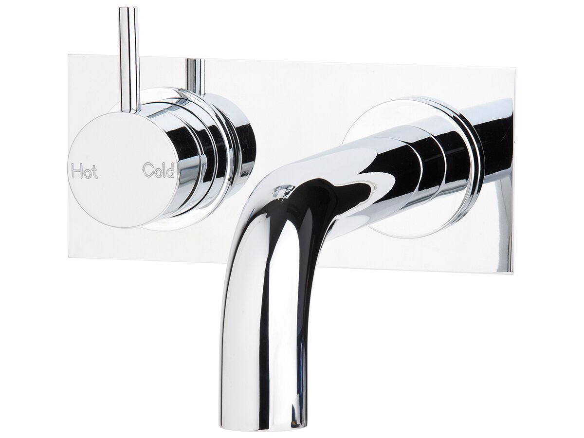 reece Sussex Scala 32mm Curved Wall Basin Mixer Tap System Left Hand Mixer Tap 200mm Outlet Chrome (6 Star)