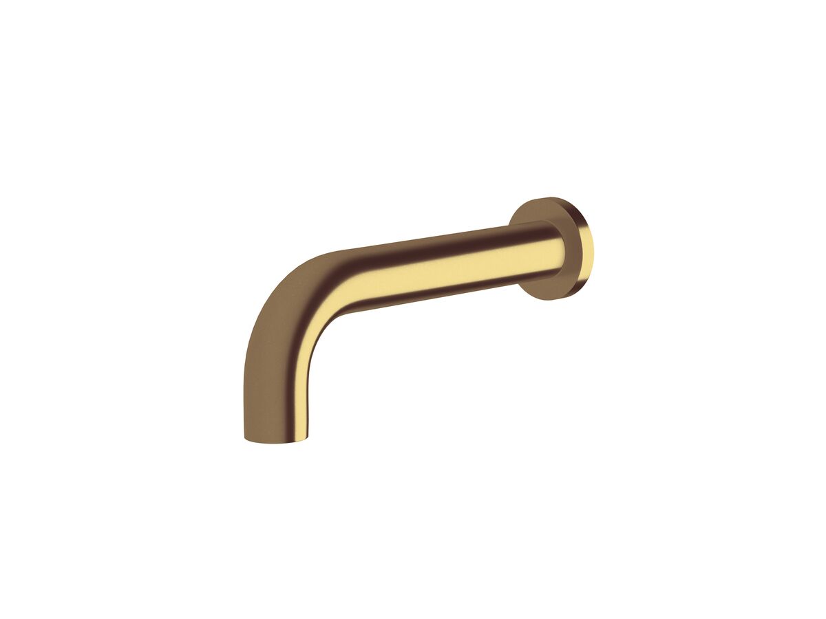 reece Sussex Scala 32mm Curved Wall Bath Outlet 200mm Living Tumbled Brass