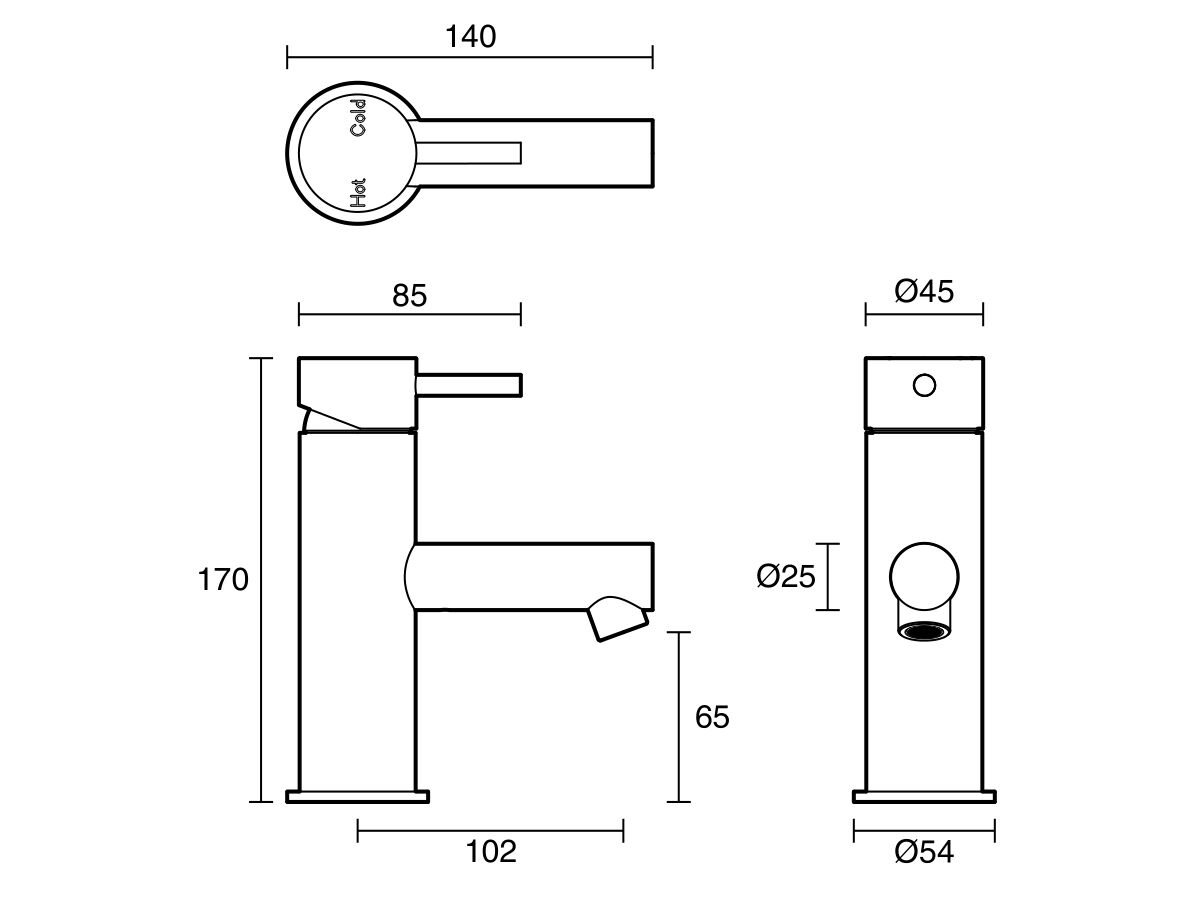 Reece Sussex Scala Basin Mixer Tap With 90mm Outlet LUX PVD Brushed Platinum Gold (6 Star)