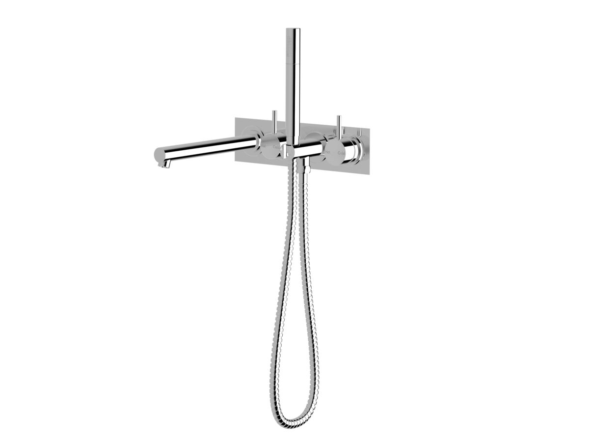reece Sussex Scala Bath Mixer Tap System Straight 250mm Outlet Right Hand Operation with Handshower Chrome (3 Star)