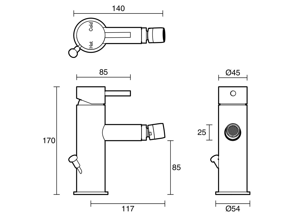 Reece Sussex Scala Bidet Mixer Tap LUX PVD Brushed Platinum Gold