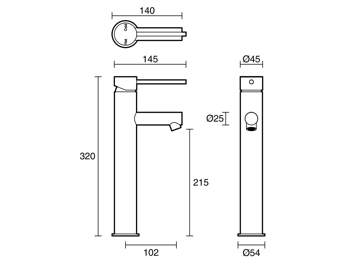 Reece Sussex Scala Extended Basin Mixer Tap With 100mm Extension Pin Chrome (6 Star)