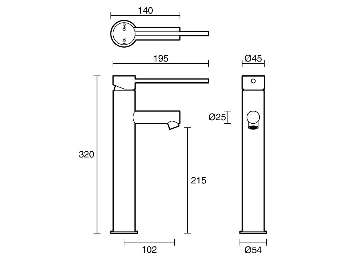 Reece Sussex Scala Extended Basin Mixer Tap With 150mm Extension Pin LUX PVD Brushed Platinum Gold (5 Star)