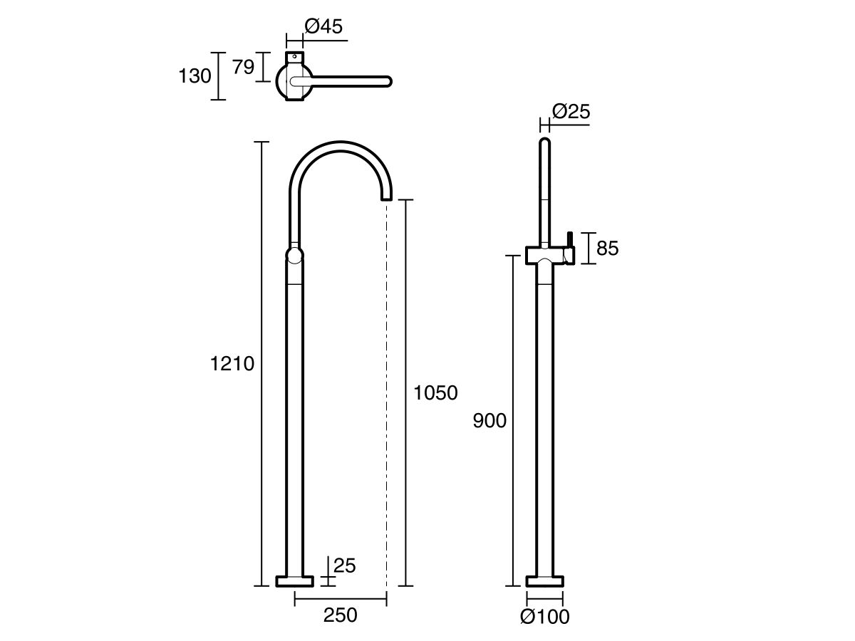 Reece Sussex Scala Floor Mounted Basin Mixer Curved Outlet Matte White (5 Star)