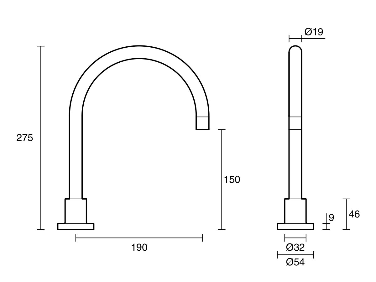 Reece Sussex Scala Hob Sink Swivel Outlet Curved LUX PVD Brushed Platinum Gold (3 Star)