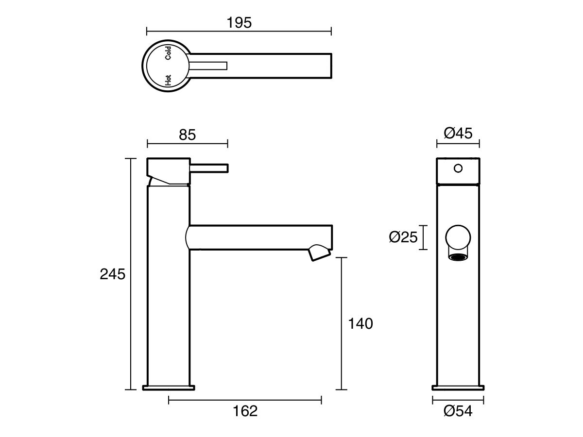 Reece Sussex Scala Medium Basin Mixer Tap With 150mm Outlet LUX PVD Brushed Platinum Gold (5 Star)