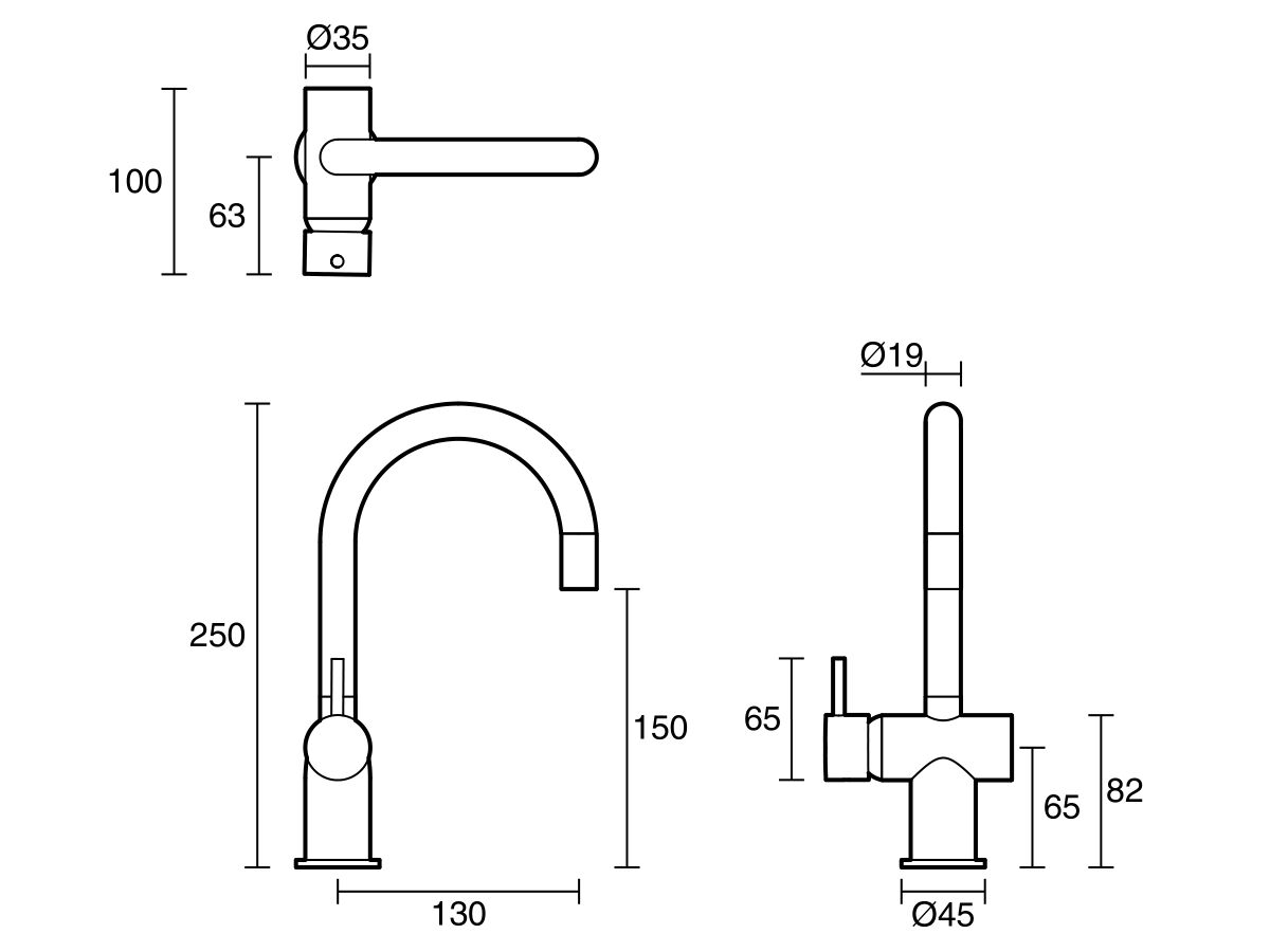 Reece Sussex Scala Mini Basin / Sink Mixer Tap Small Curved Left Hand Chrome (5 Star)