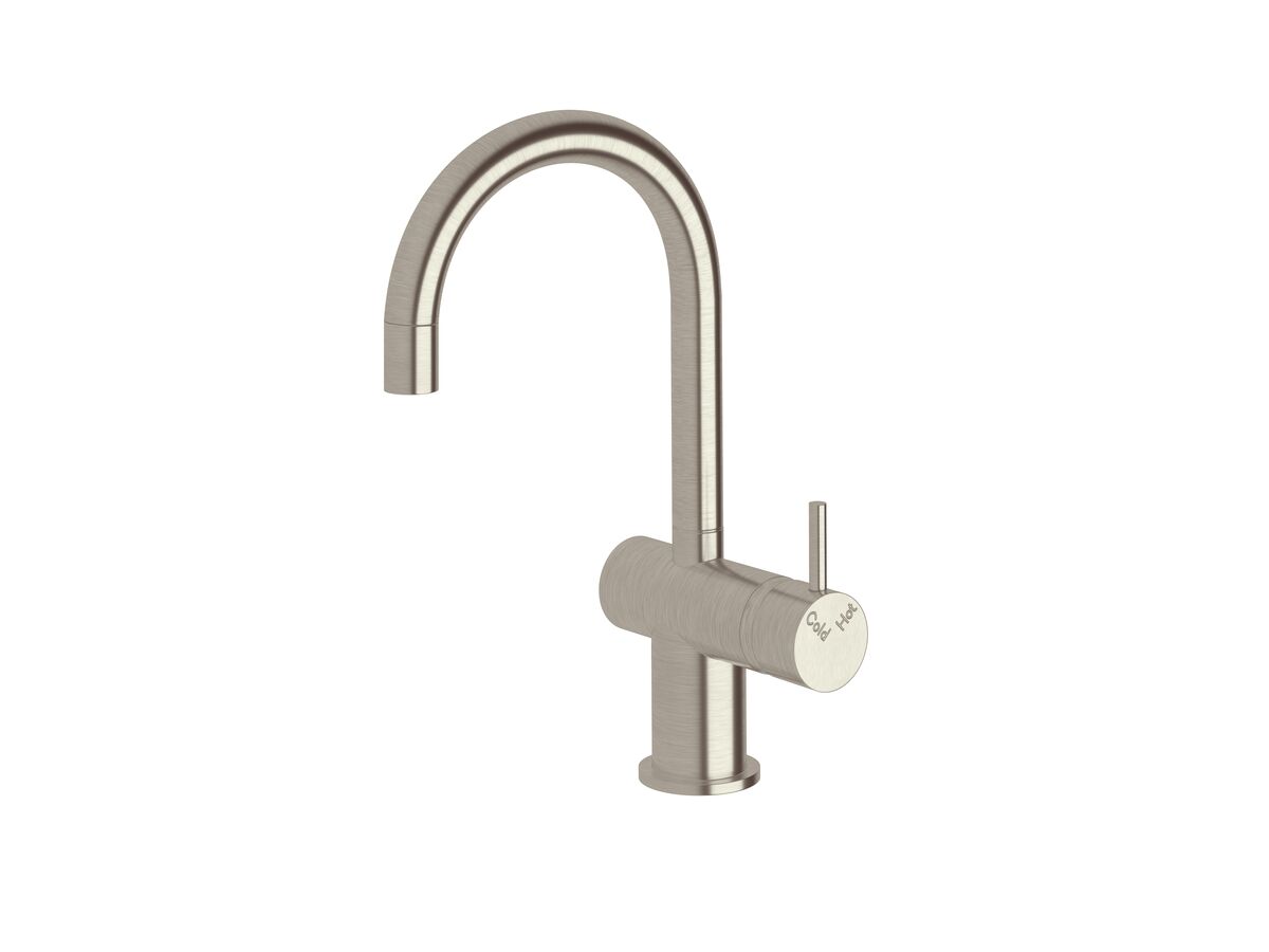 reece Sussex Scala Mini Basin / Sink Mixer Tap Small Curved Spout Right Hand LUX PVD Brushed Oyster Nickel (5 Star)