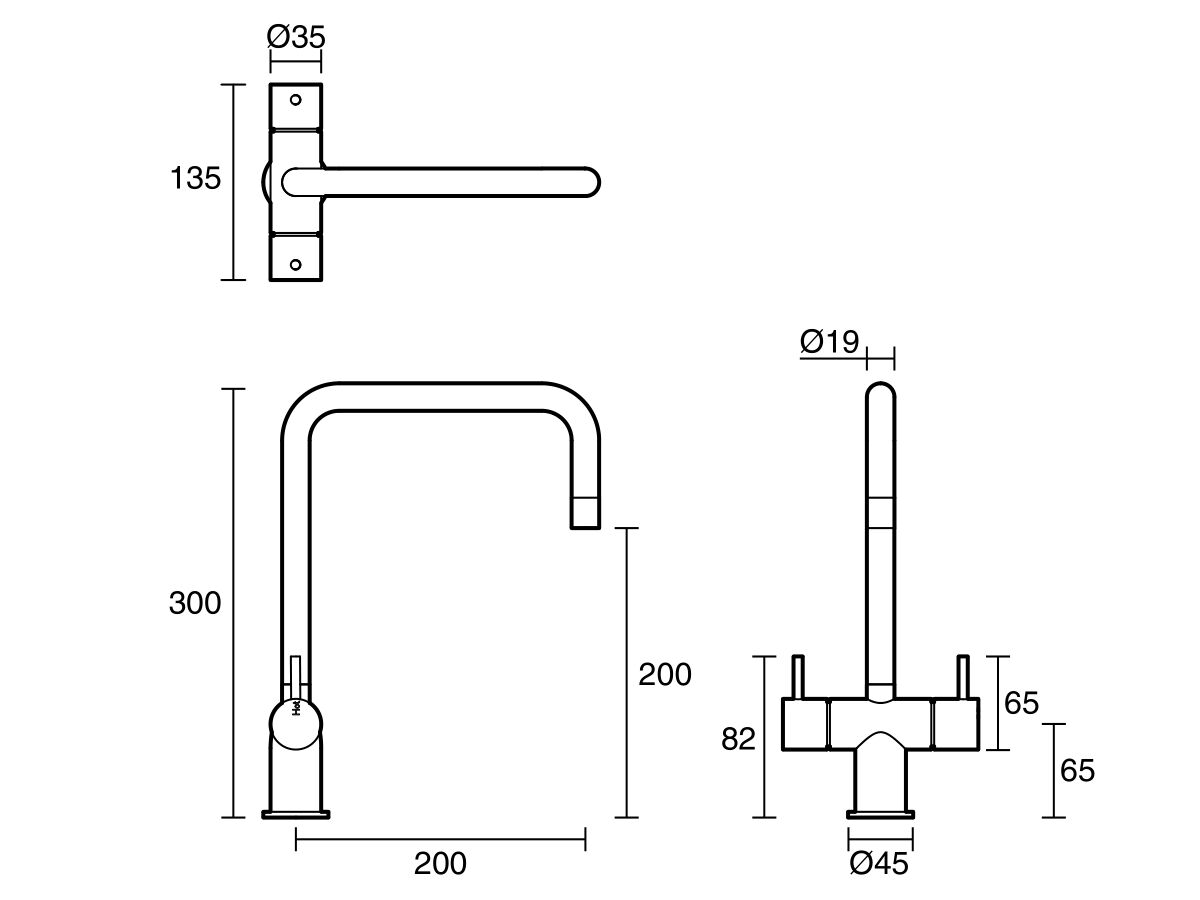 Reece Sussex Scala Mini Twin Handle Mixer Tap Large Square Chrome (5 Star)