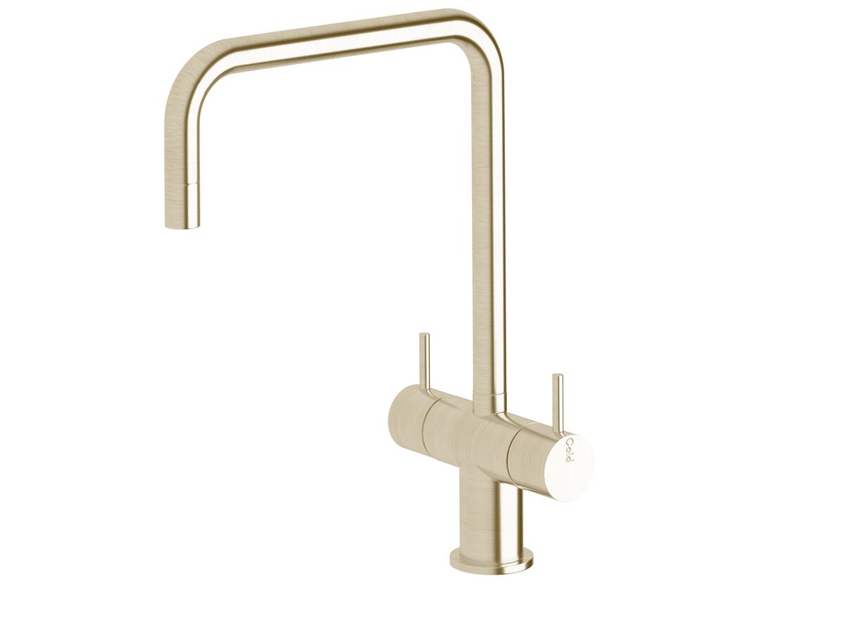 reece Sussex Scala Mini Twin Handle Mixer Tap Large Square LUX PVD Brushed Platinum Gold (5 Star)