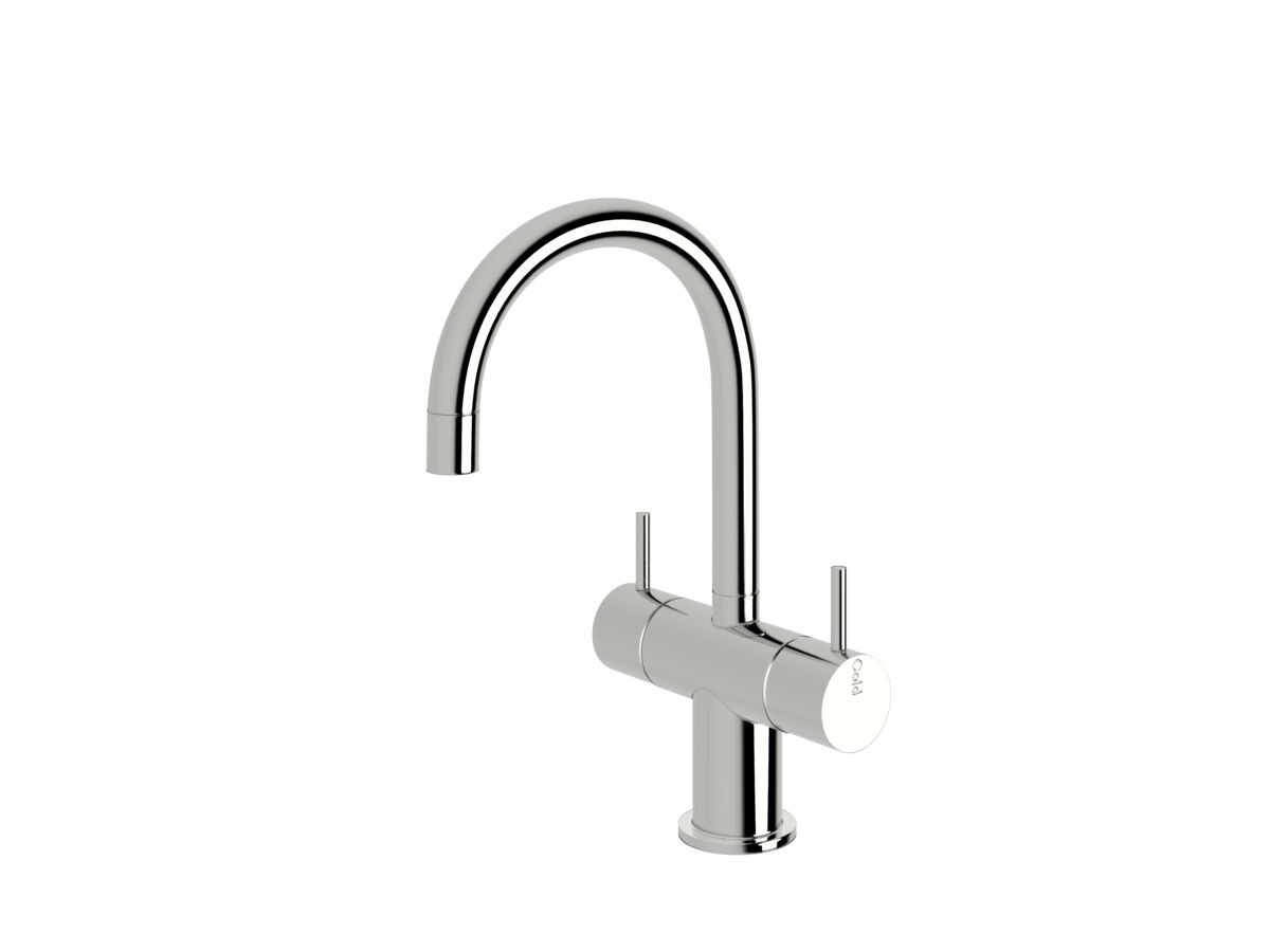 reece Sussex Scala Mini Twin Handle Mixer Tap Small Curved Chrome (5 Star)