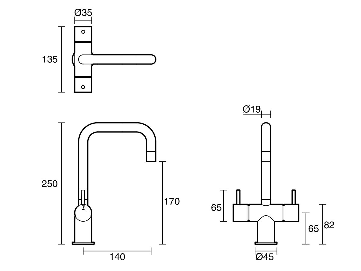 Reece Sussex Scala Mini Twin Handle Mixer Tap Small Square Chrome (5 Star)