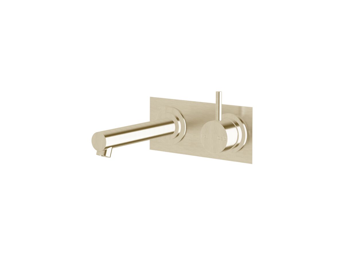 reece Sussex Scala Straight Wall Basin Mixer Tap System Right Hand Mixer Tap 160mm Outlet LUX PVD Brushed Platinum Gold (6 Star)