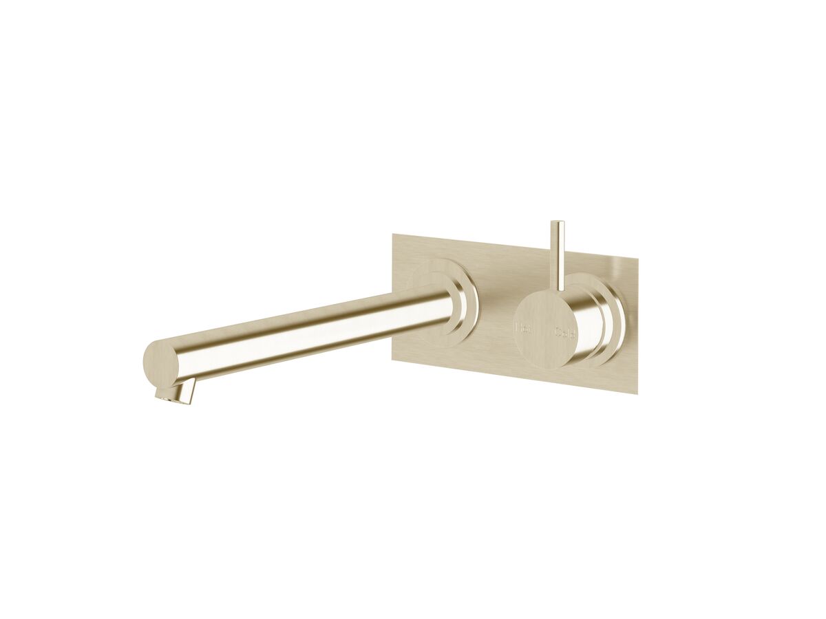 reece Sussex Scala Straight Wall Basin Mixer Tap System Right Hand Mixer Tap 250mm Outlet LUX PVD Brushed Platinum Gold (6 Star)