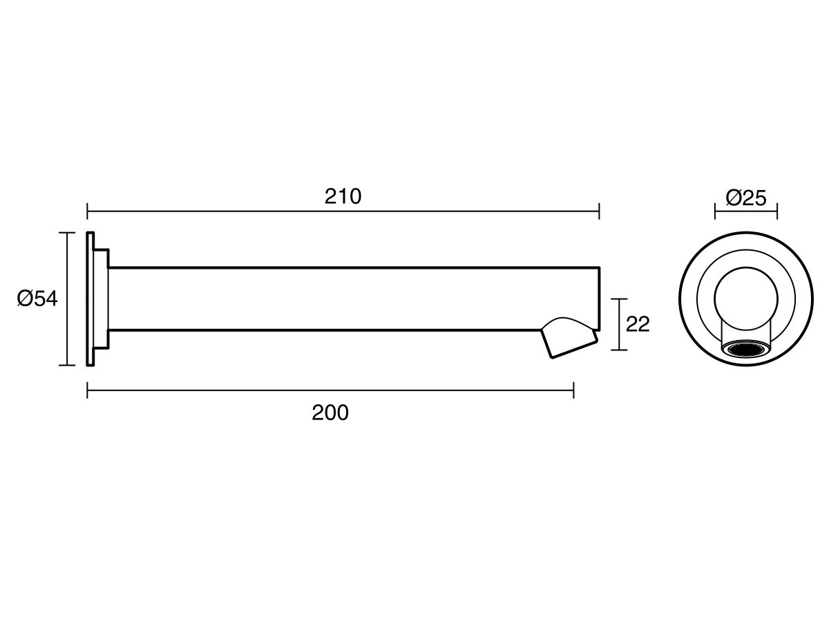 Reece Sussex Scala Straight Wall Basin Outlet 200mm Chrome (6 Star)