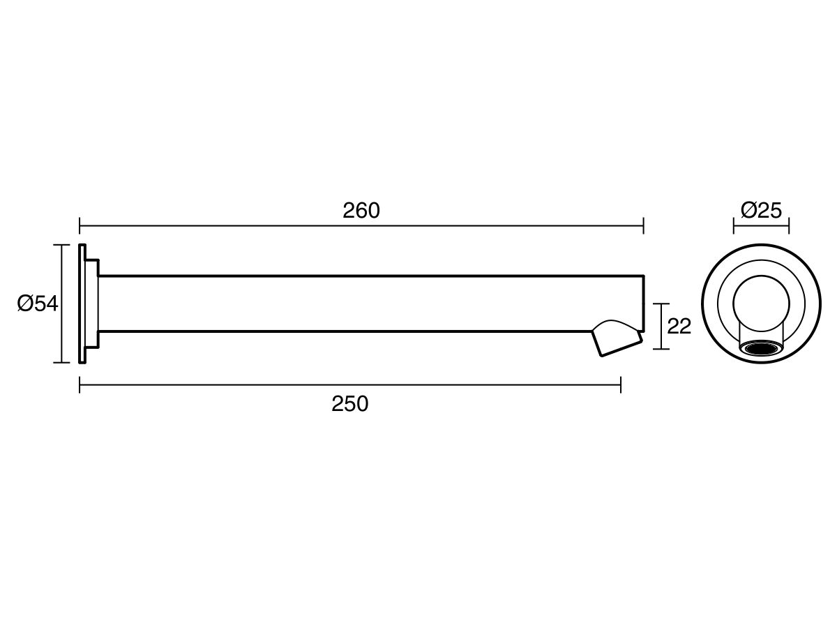 Reece Sussex Scala Straight Wall Basin Outlet 250mm Chrome (6 Star)