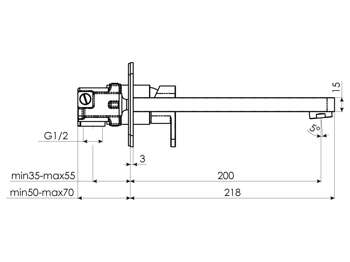 Reece Teknobili Loop Wall Bath Mixer Tap Set 200mm Chrome
