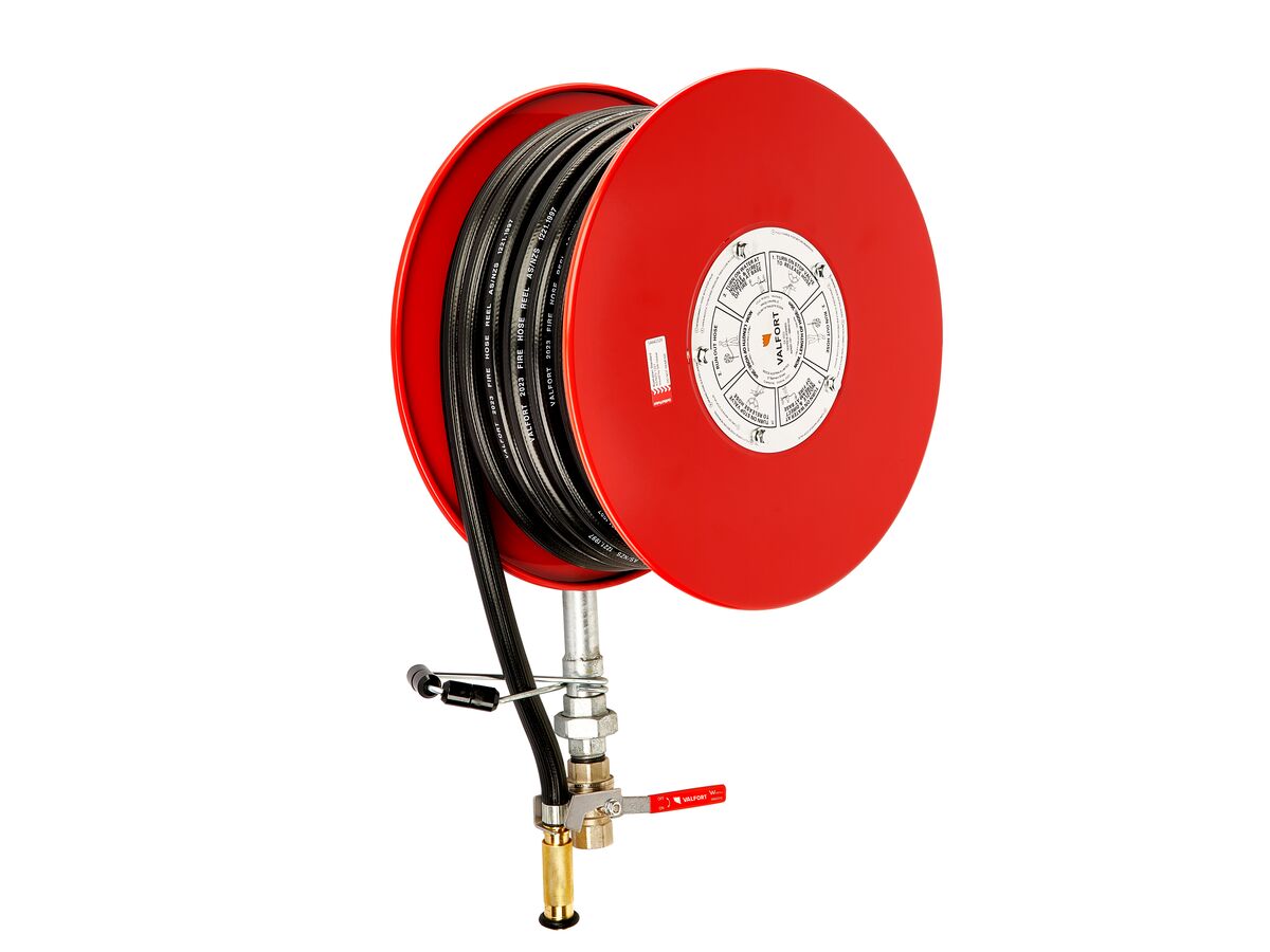Reece Valfort 480 Fire Hose Reel 19mm Black Hose X 36mtr Metal Seated Union 1200kPa Working Pressure Tested To 1800kPa