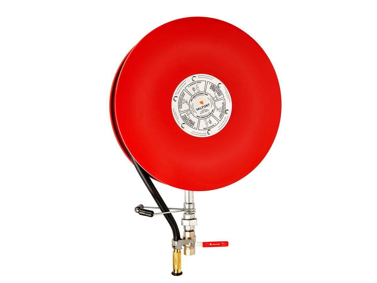reece Valfort 550 Fire Hose Reel 19mm Black Hose x 36mtr Metal Seated Union 1200kPa Working Pressure Tested to 1800kPa