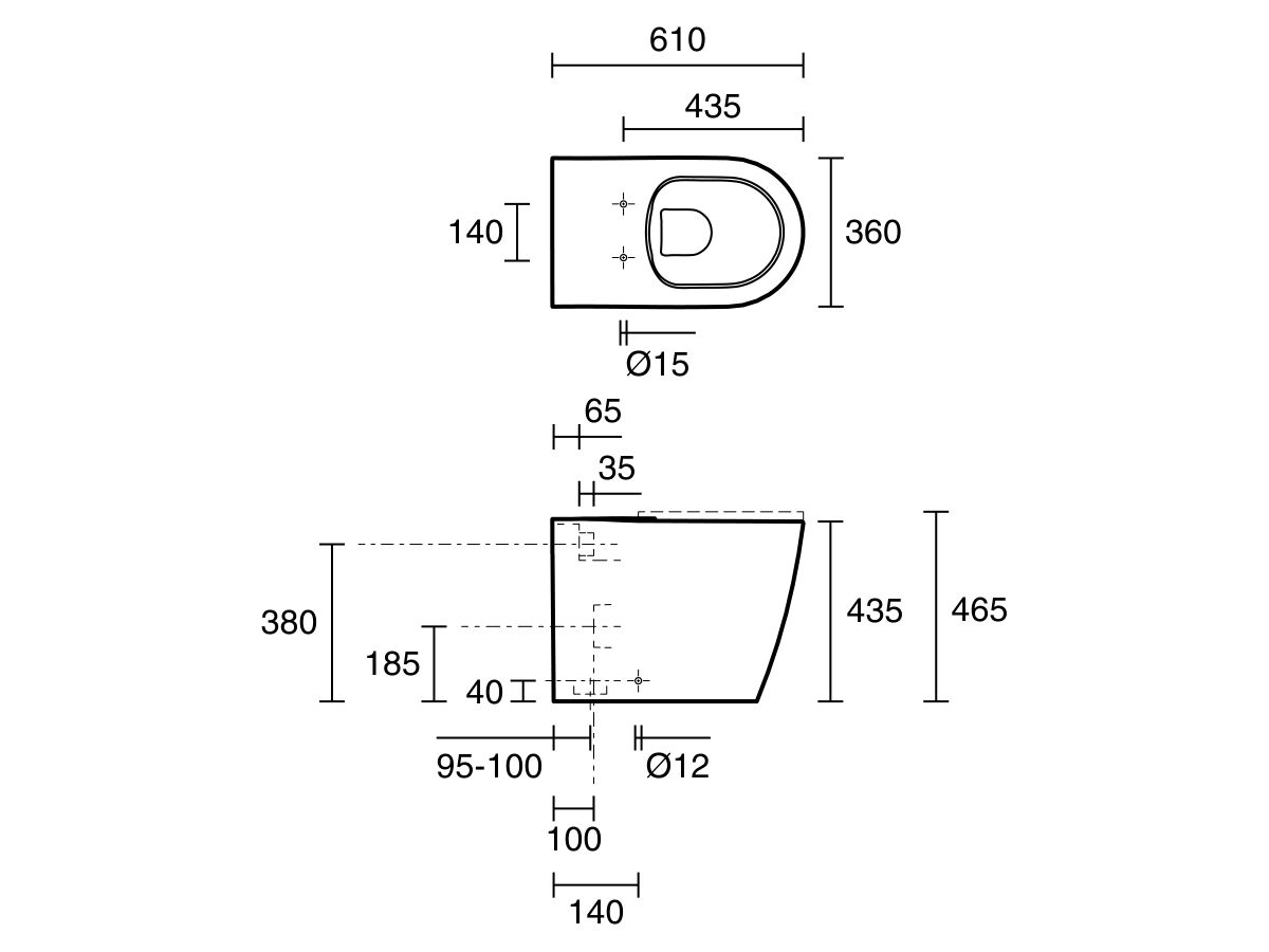 Reece Wolfen Ambulant Back To Wall Rimless Pan With Double Flap Seat White (4 Star)