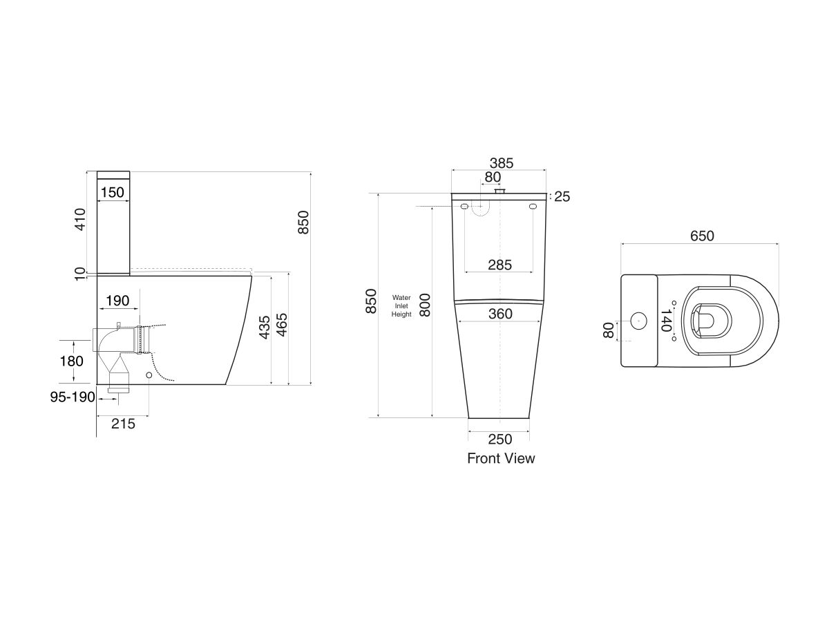 Reece Wolfen Ambulant Close Coupled Back To Wall Rimless Toilet Suite Double Flap Grey (4 Star)