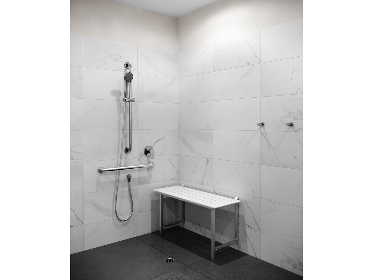 Reece Wolfen Folding Shower Seat 960mm Stainless Steel & White