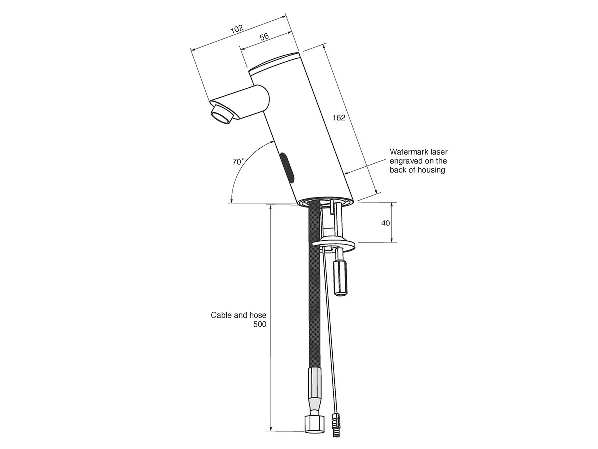 Reece Wolfen Hob Mounted Sensor Tap Internal Solenoid Chrome (6 Star) Lead Free