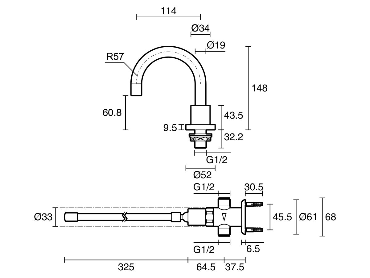 Reece Wolfen Knee Operated Valve Kit With Outlet Chrome (6 Star) Lead Free