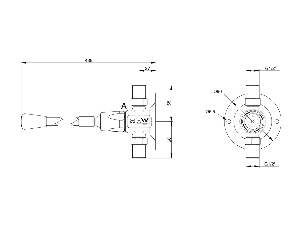 Reece Wolfen Knee Operated Valve Only V2 Chrome (6 Star)