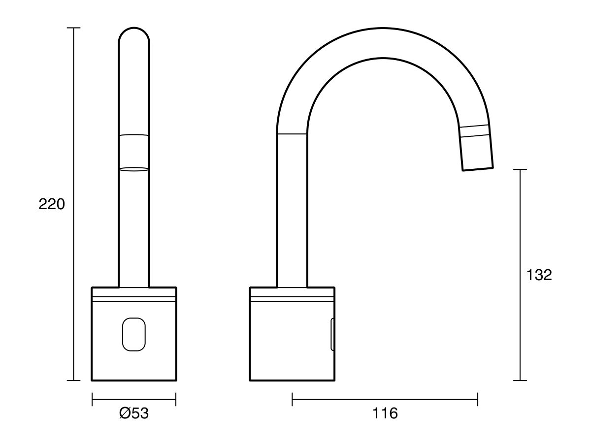 Reece Wolfen Sensor Operated Gooseneck Tap 6V Battery Powered Chrome (5 Star)