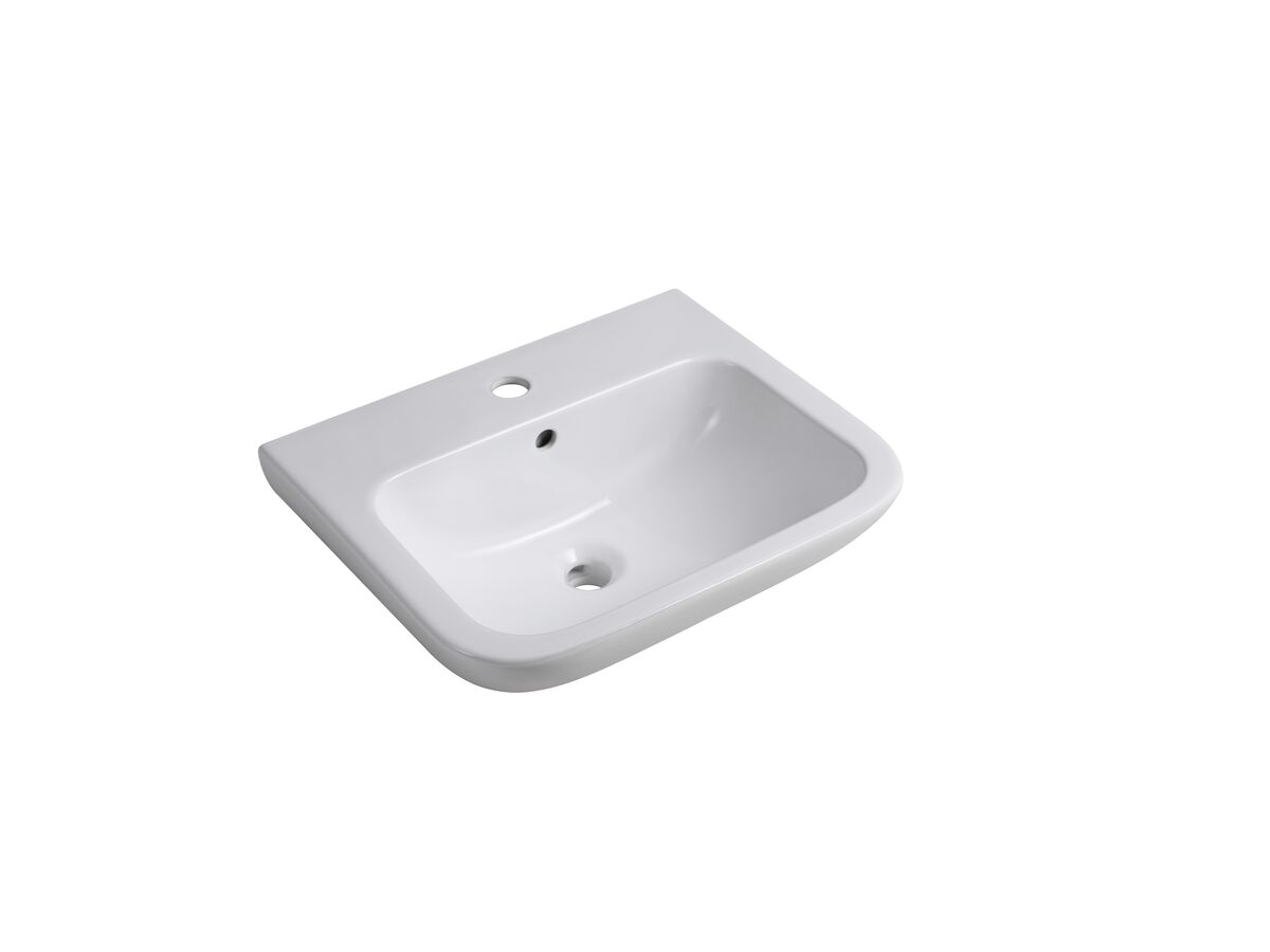 reece Wolfen Wall Basin 500 x 420 x 190mm with Overflow & Fixings 1 Taphole White