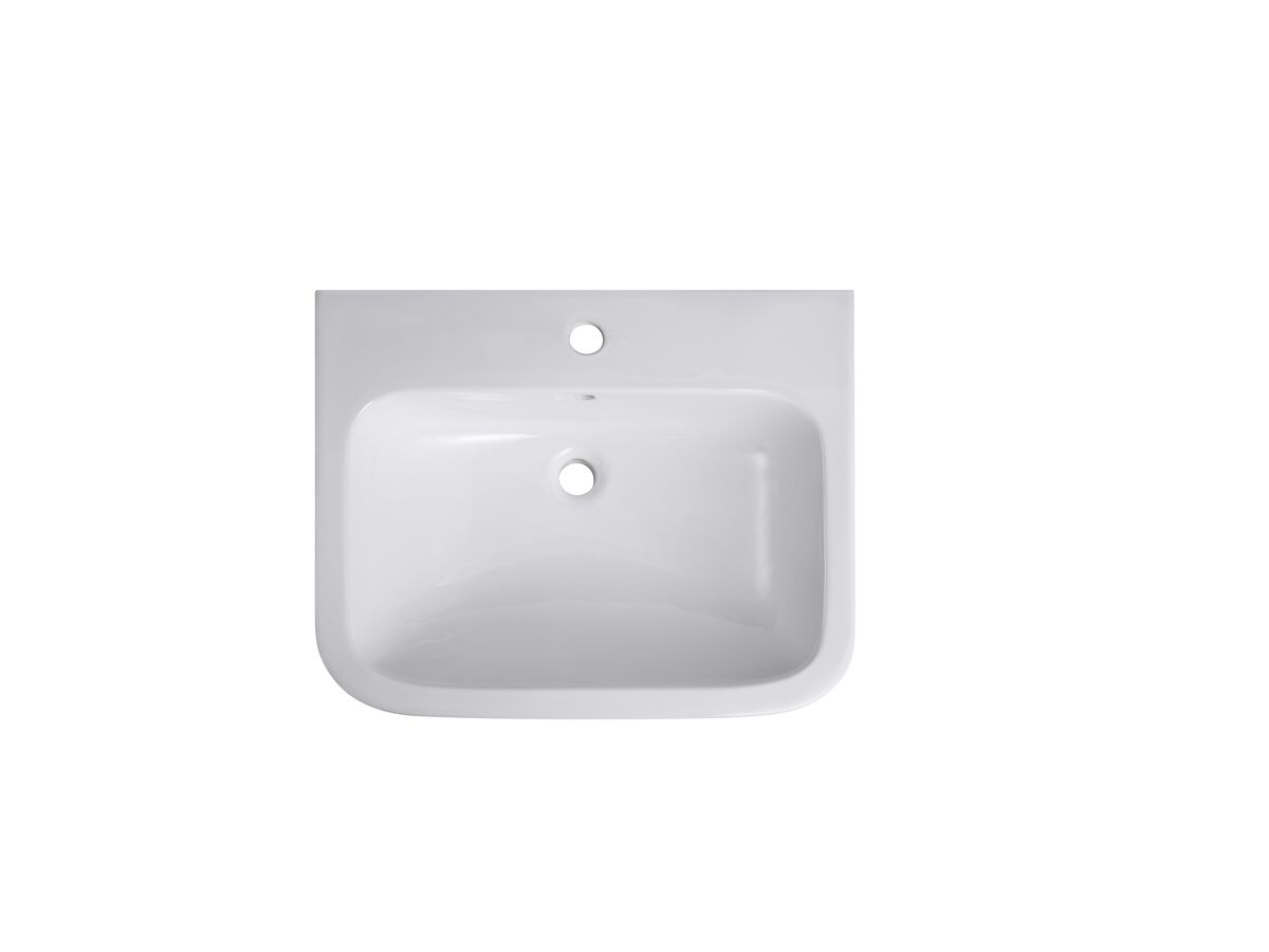 Reece Wolfen Wall Basin 600 X 480 X 205mm With Overflow & Fixings 1 Taphole White