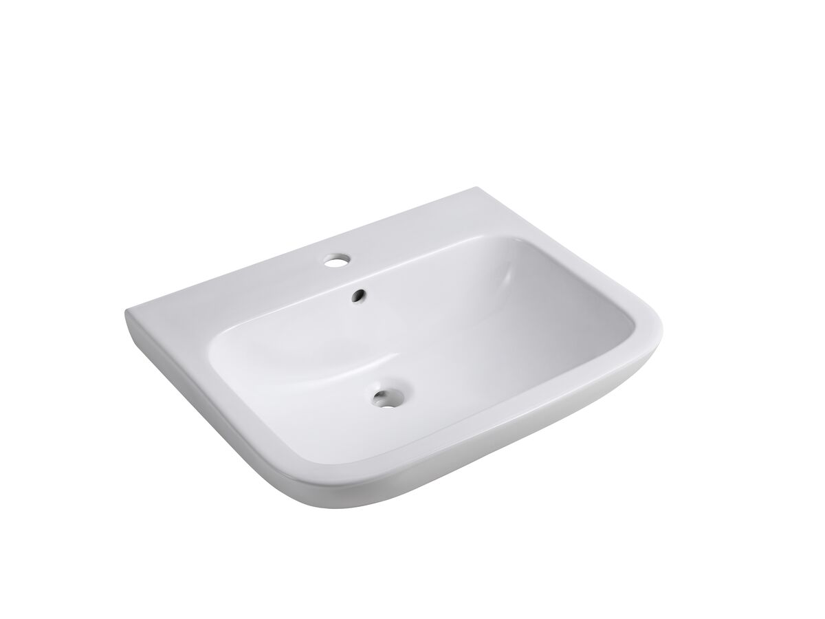 reece Wolfen Wall Basin 600 x 480 x 205mm with Overflow & Fixings 1 Taphole White