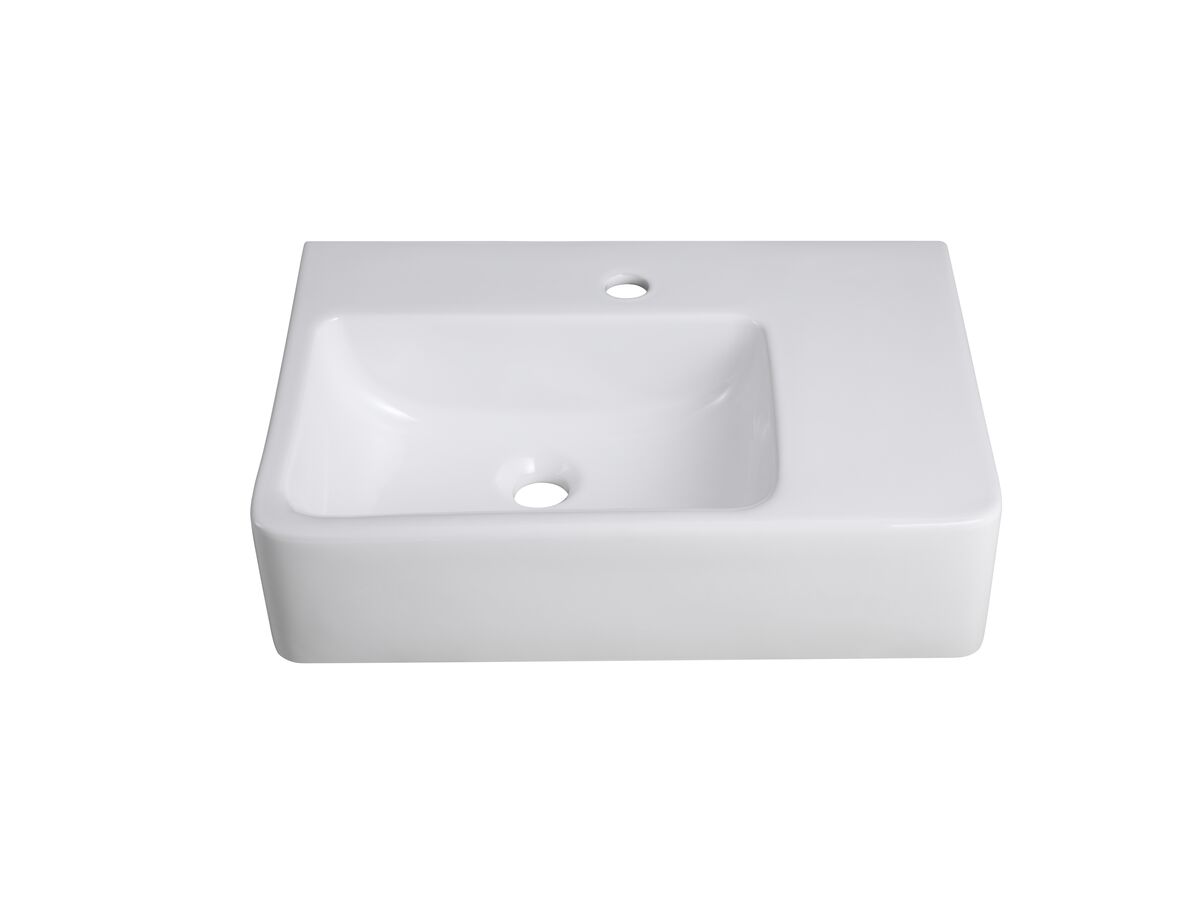 Reece Wolfen Wall Basin Right Hand Shelf 565 X 395 X 145mm & Fixings 1 Taphole White