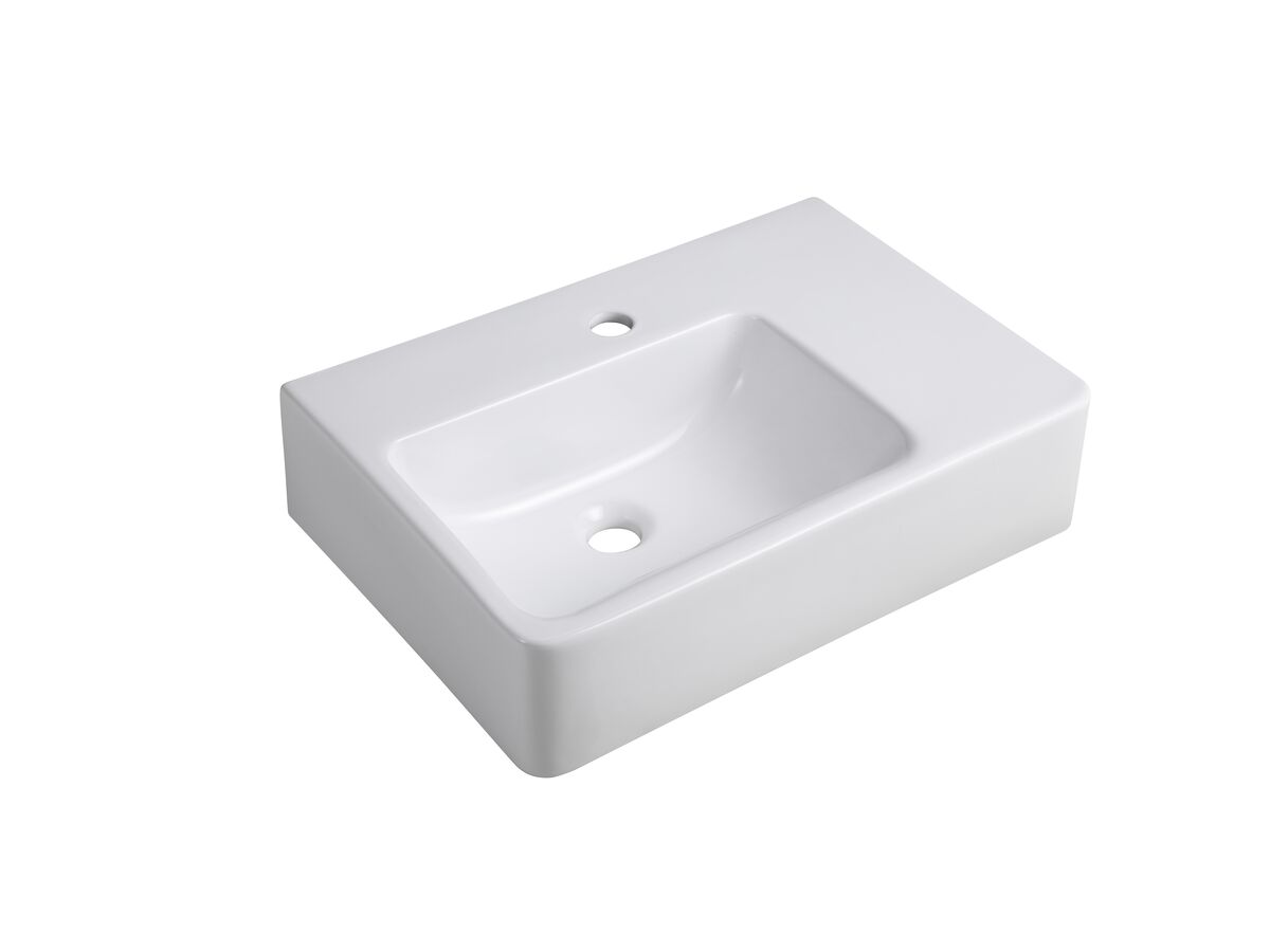 reece Wolfen Wall Basin Right Hand Shelf 565 x 395 x 145mm & Fixings 1 Taphole White