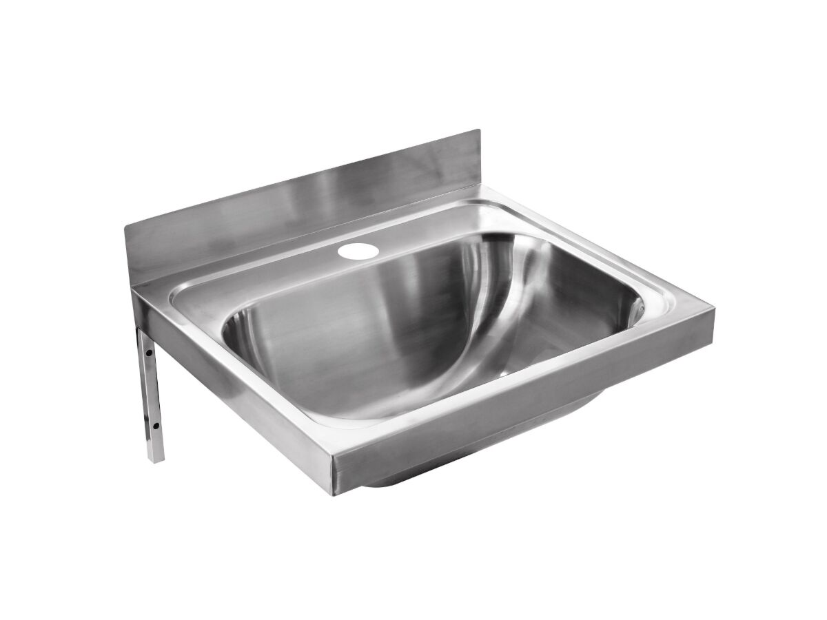 reece Wolfen Wall Hand Basin 500x420mm with Brackets Centre 1 Taphole Stainless Steel
