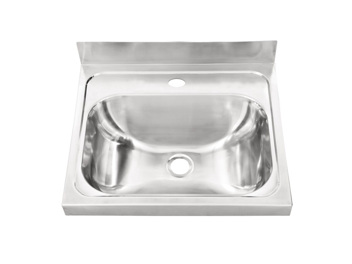 reece Wolfen Wall Hand Basin Stainless Steel 500x420mm Centre 1 Tap Hole (Less Wall Bracket)