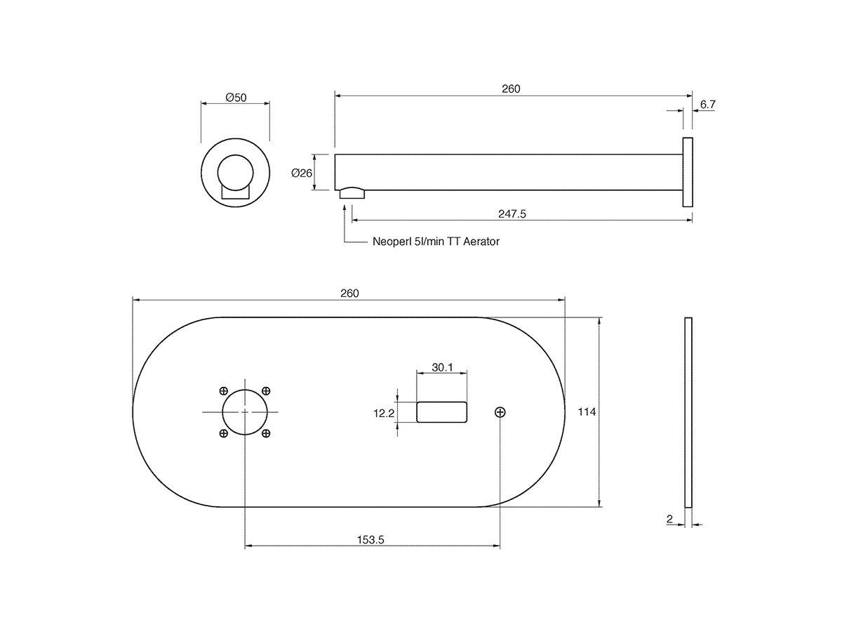 Reece Wolfen Wall Mounted Outlet With Plate Wave-On Sensor Operation Stainless Steel (6 Star)